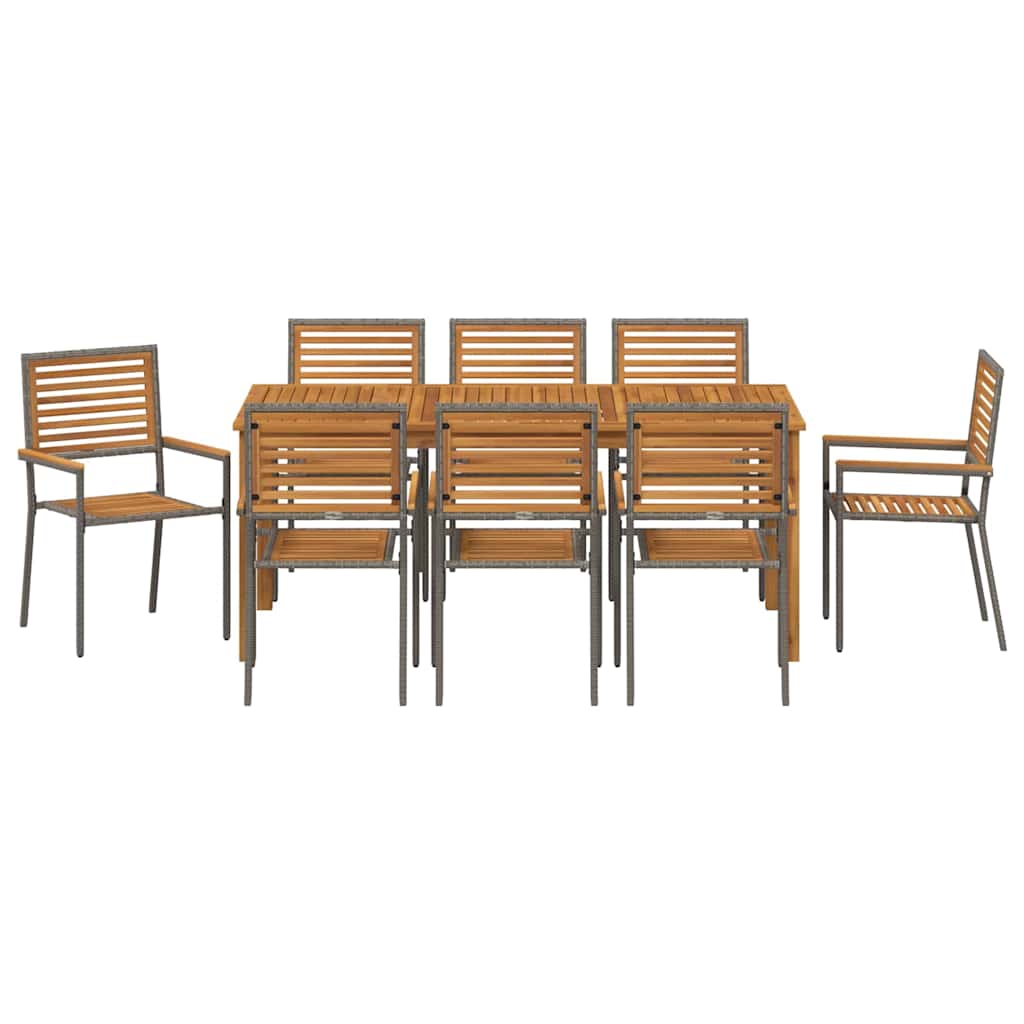 Hage Spisegruppe 9 pcs Grå Solid akasietre