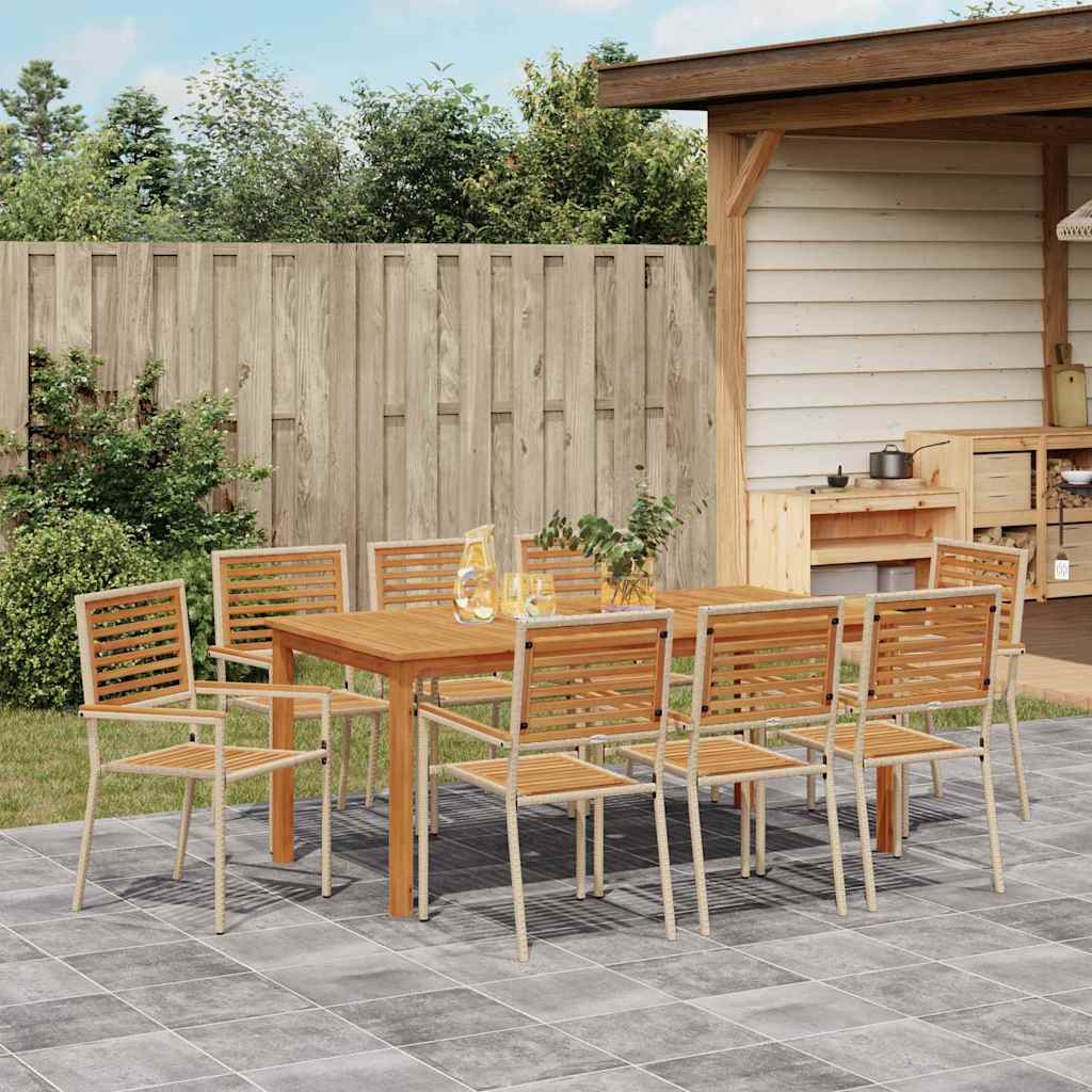 Hage Spisegruppe 9 pcs Beige Solid akasietre