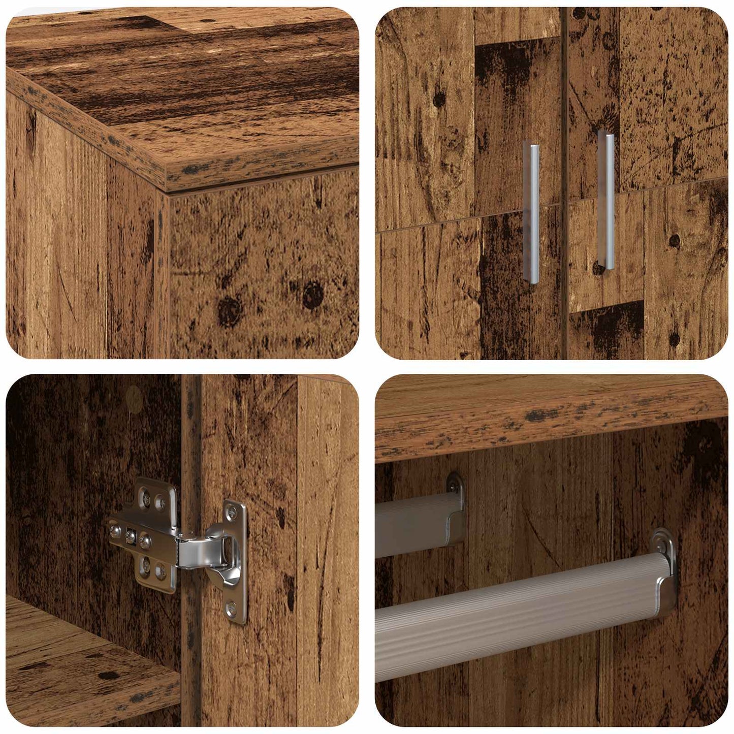 Highboard med hylle Gamle tre 80 x 39 x 178 cm Konstruert tre