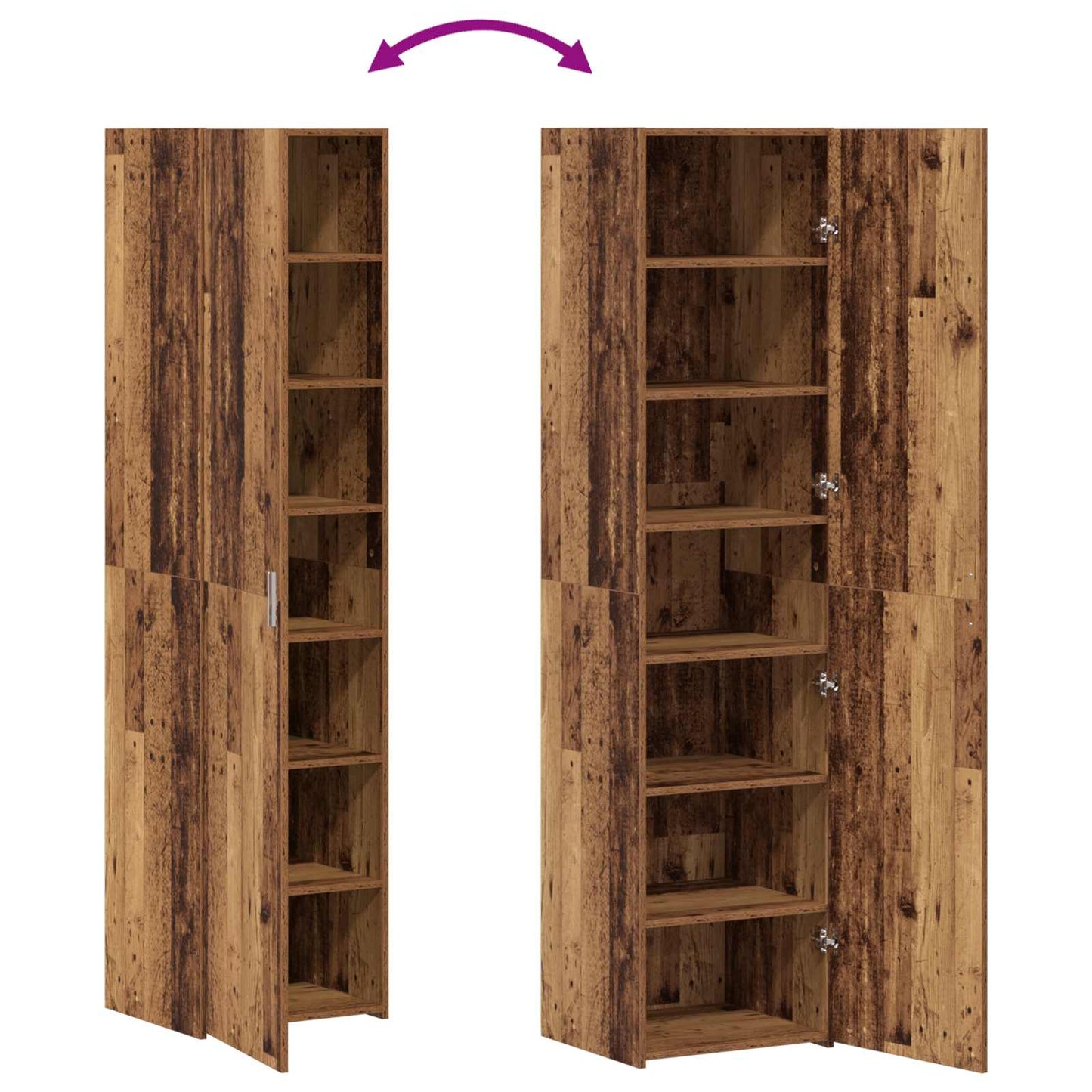 Høyskap 2 pcs Gammelt tre 45 x 42,5 x 185 cm vidaXL