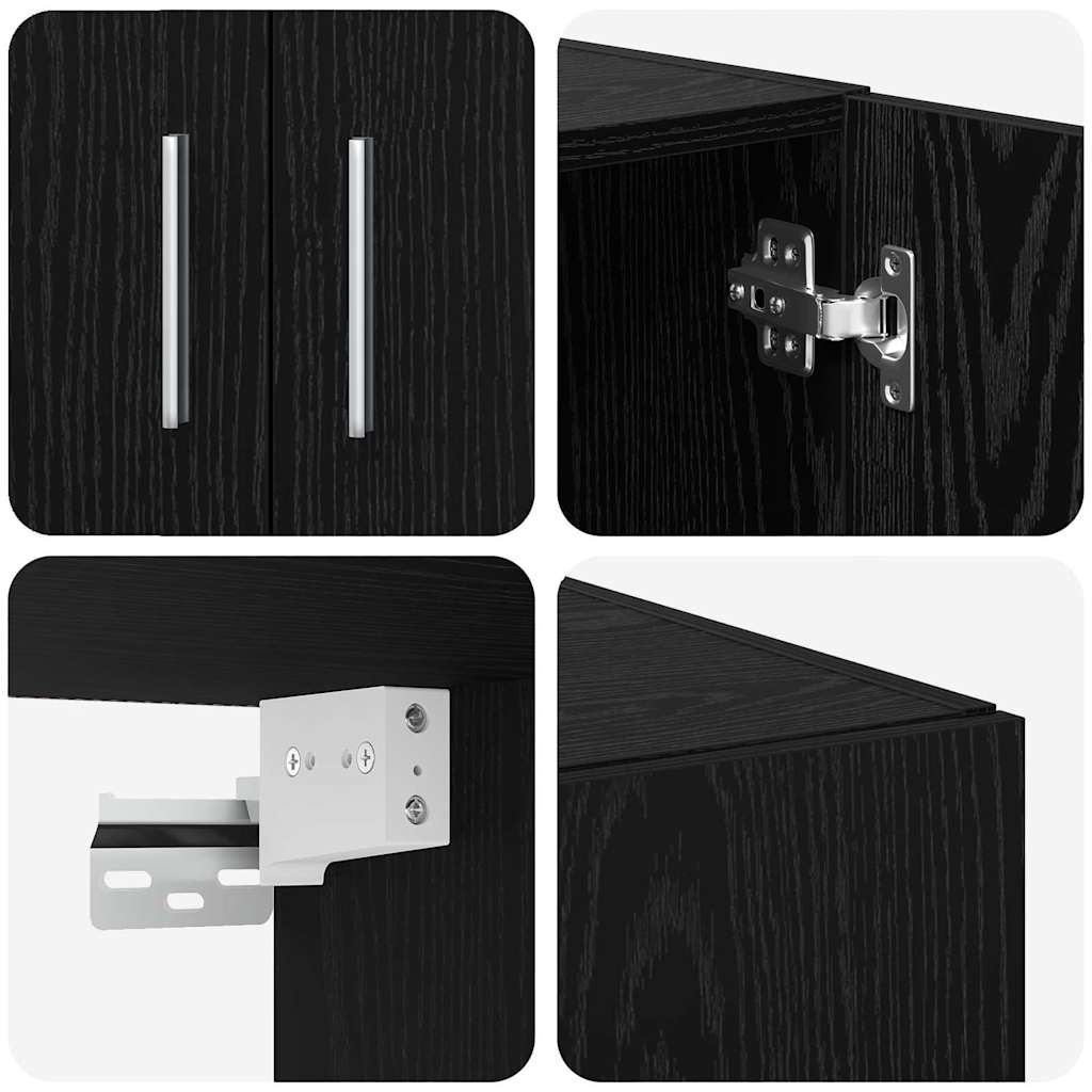 Oppbevaringsskap 3 pcs Svart Eik vidaXL