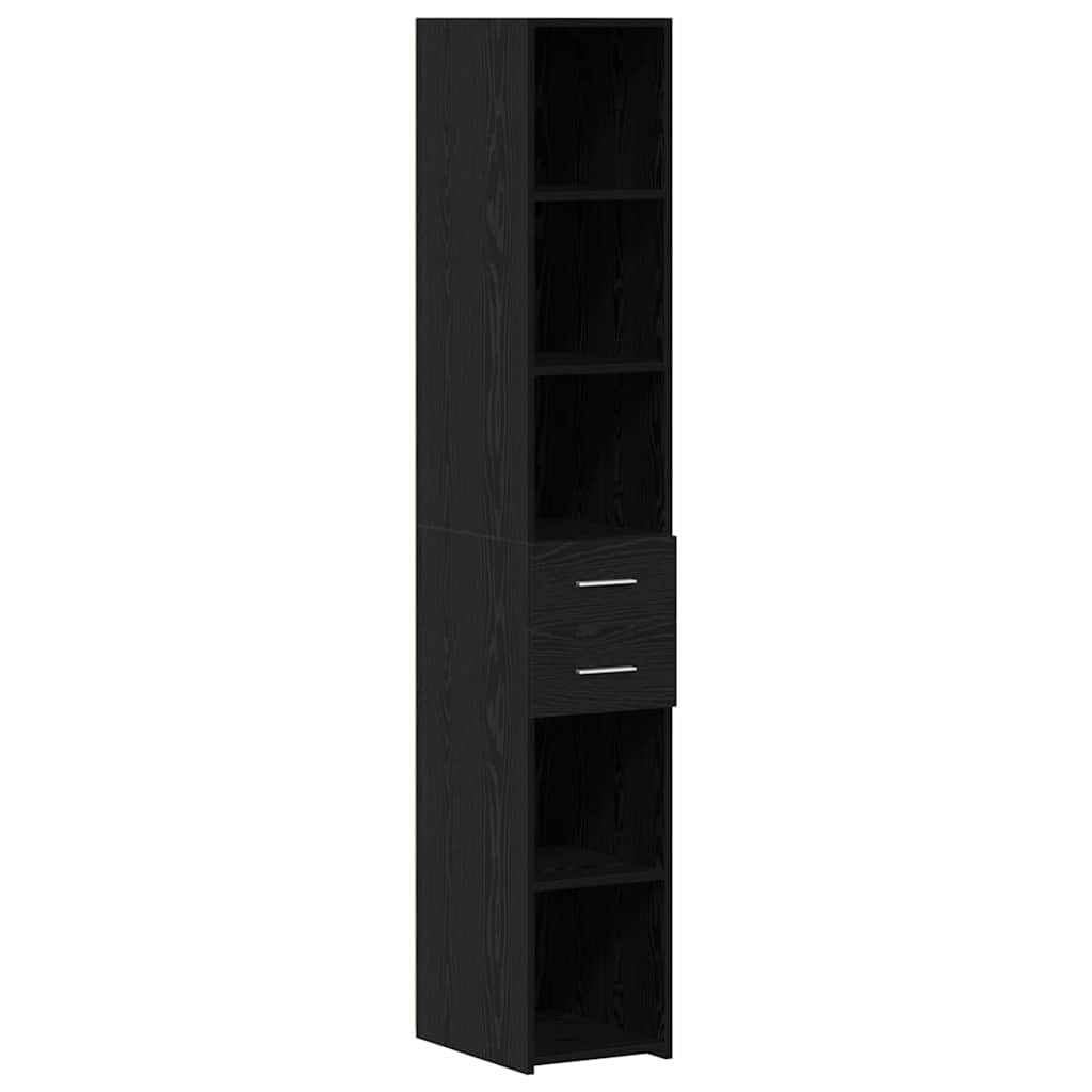 Oppbevaringsskap med skuff 2 pcs Svart Eik 30 x 42,5 x 225 cm