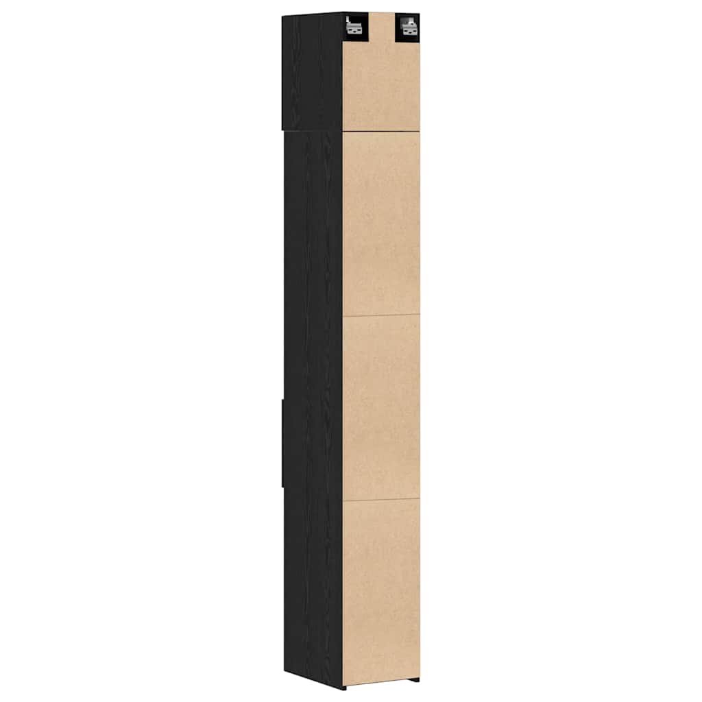Oppbevaringsskap med skuff 2 pcs Svart Eik 30 x 42,5 x 225 cm