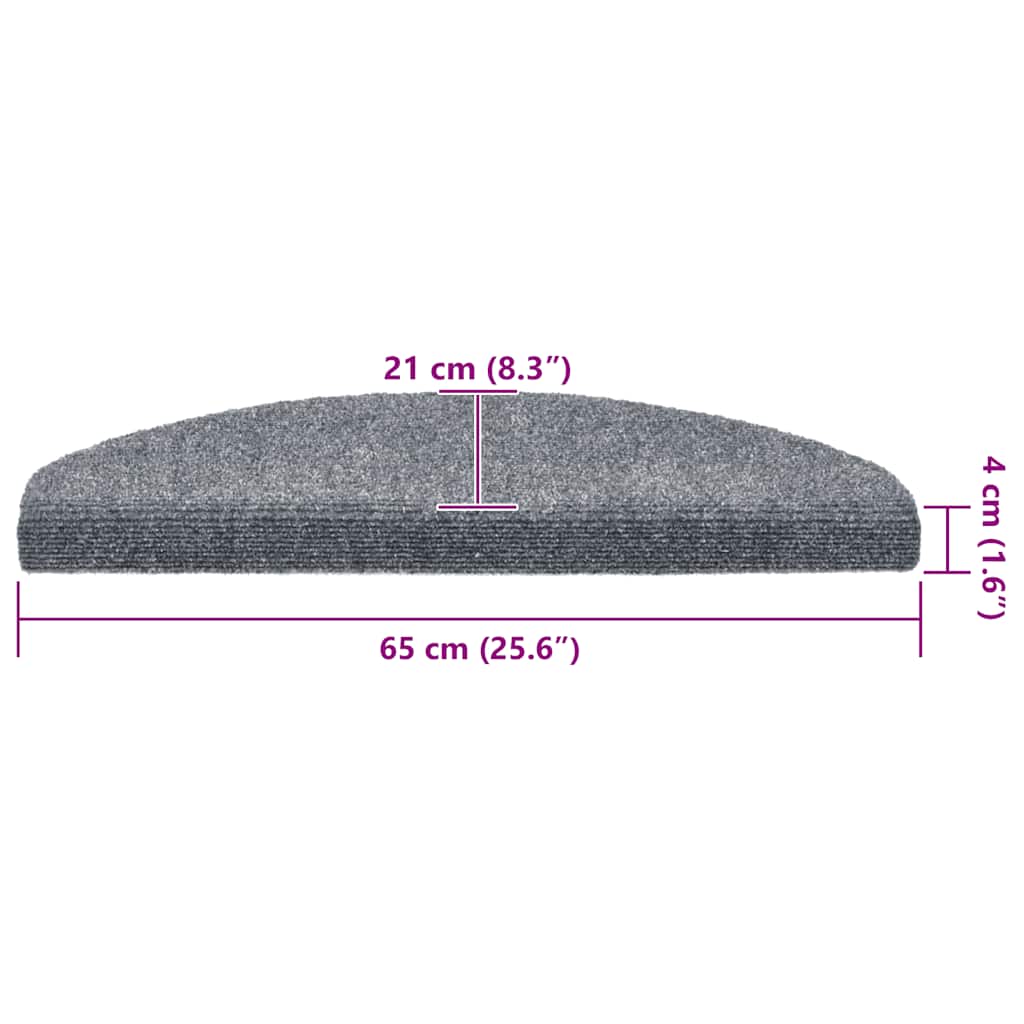 Trappematter selvklebende 20 stk 65x21x4 cm lysegrå halvrund store