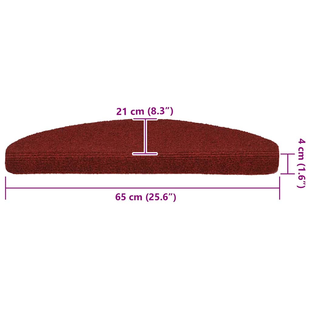 Trappematter selvklebende 20 stk 65x21x4 cm bordeauxrød halvrund store