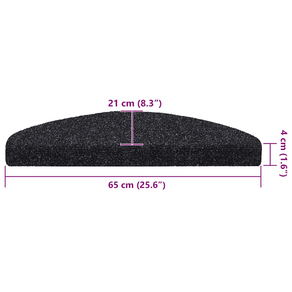 Trappematter selvklebende 30 stk 65x21x4 cm svarte halvrund store