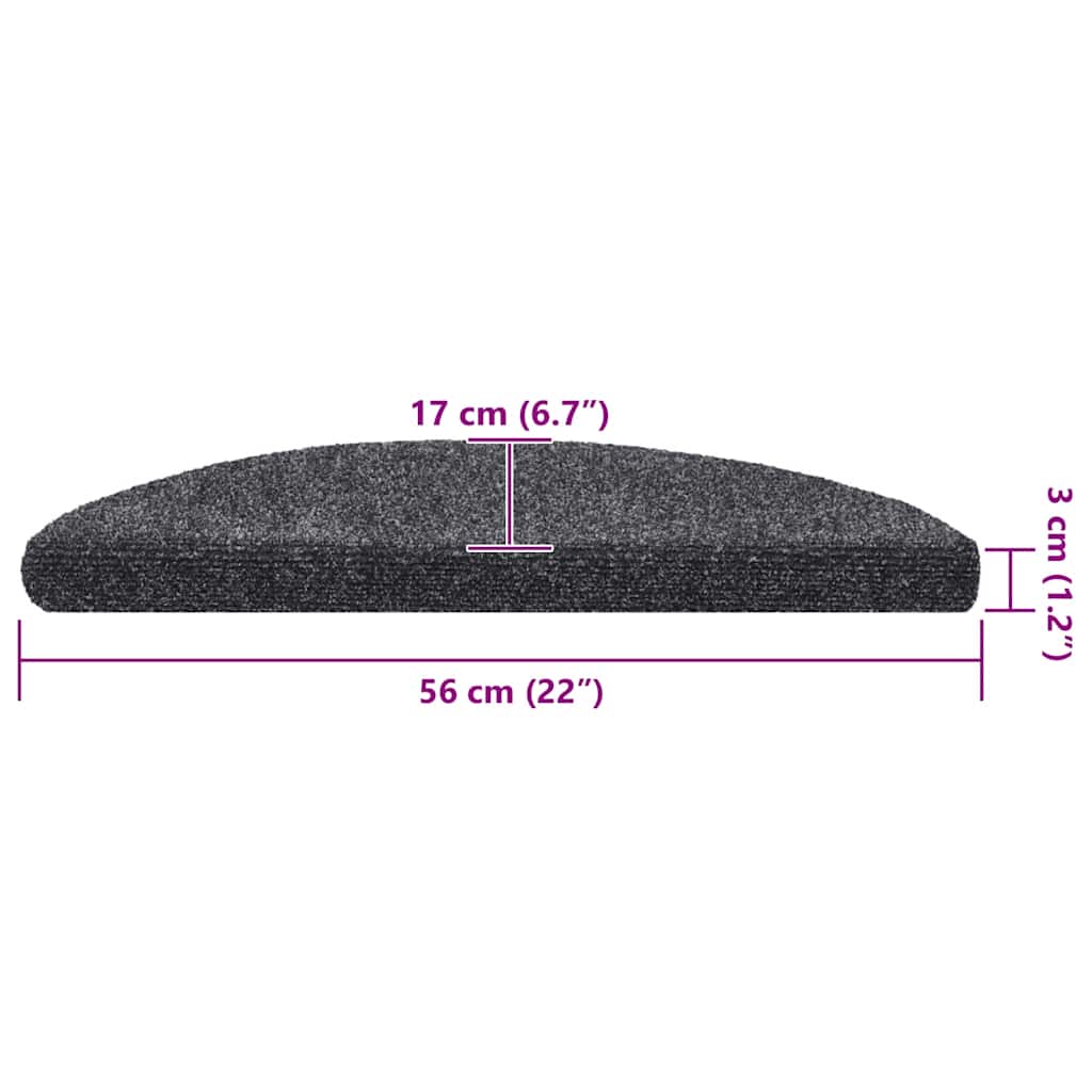 Trappematter selvklebende 20 stk 56x17x3 cm mørkegrå halvrund