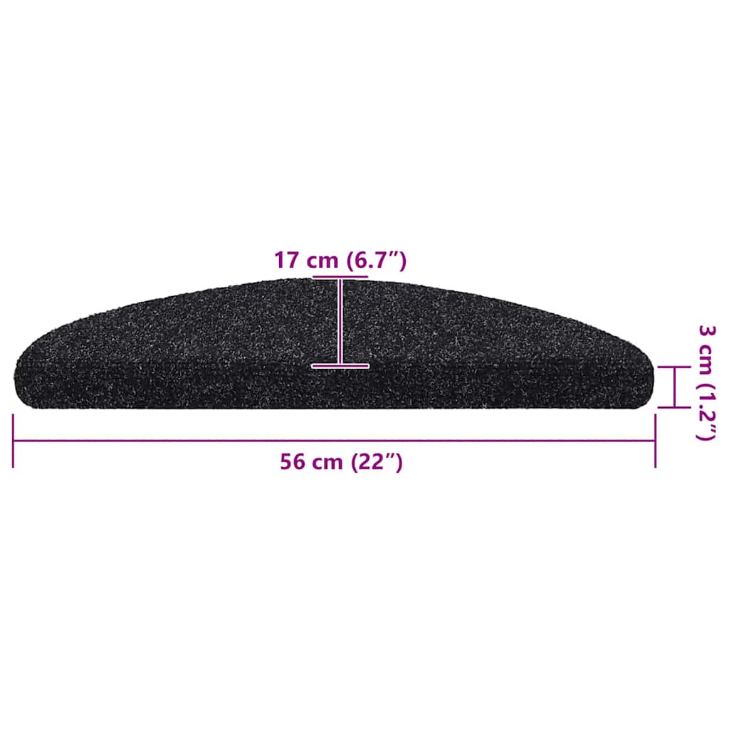 Trappematter selvklebende 20 stk 56x17x3 cm svarte halvrund