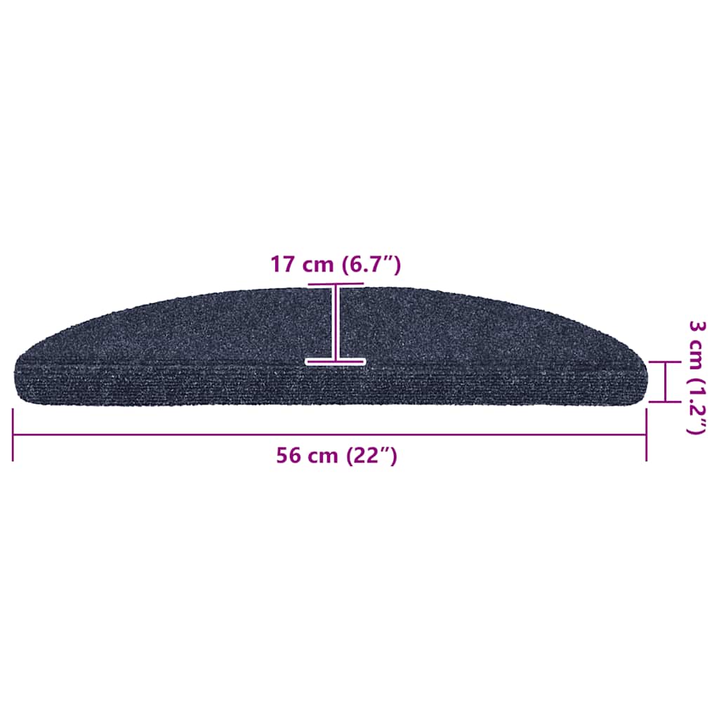 Trappematter selvklebende 20 stk 56x17x3 cm blå halvrund