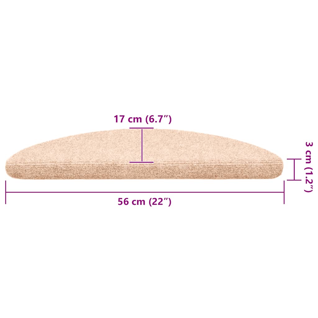 Trappematter selvklebende 30 stk 56x17x3 cm lysebrun halvrund