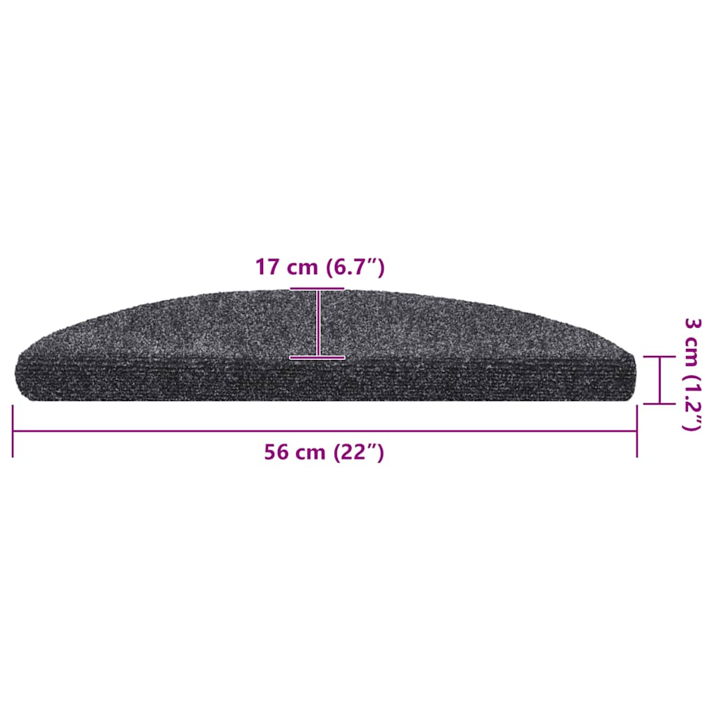 Trappematter selvklebende 30 stk 56x17x3 cm mørkegrå halvrund