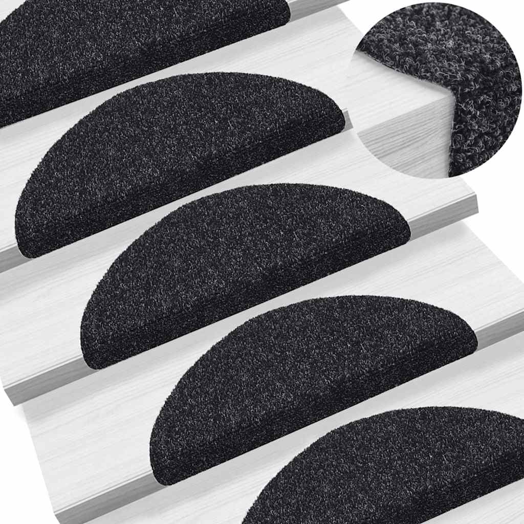 Trappematter selvklebende 30 stk 56x17x3 cm svarte halvrund