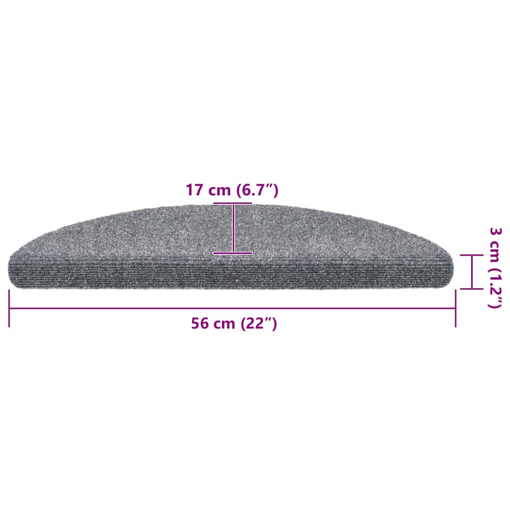 Trappematter selvklebende 30 stk 56x17x3 cm lysegrå halvrund