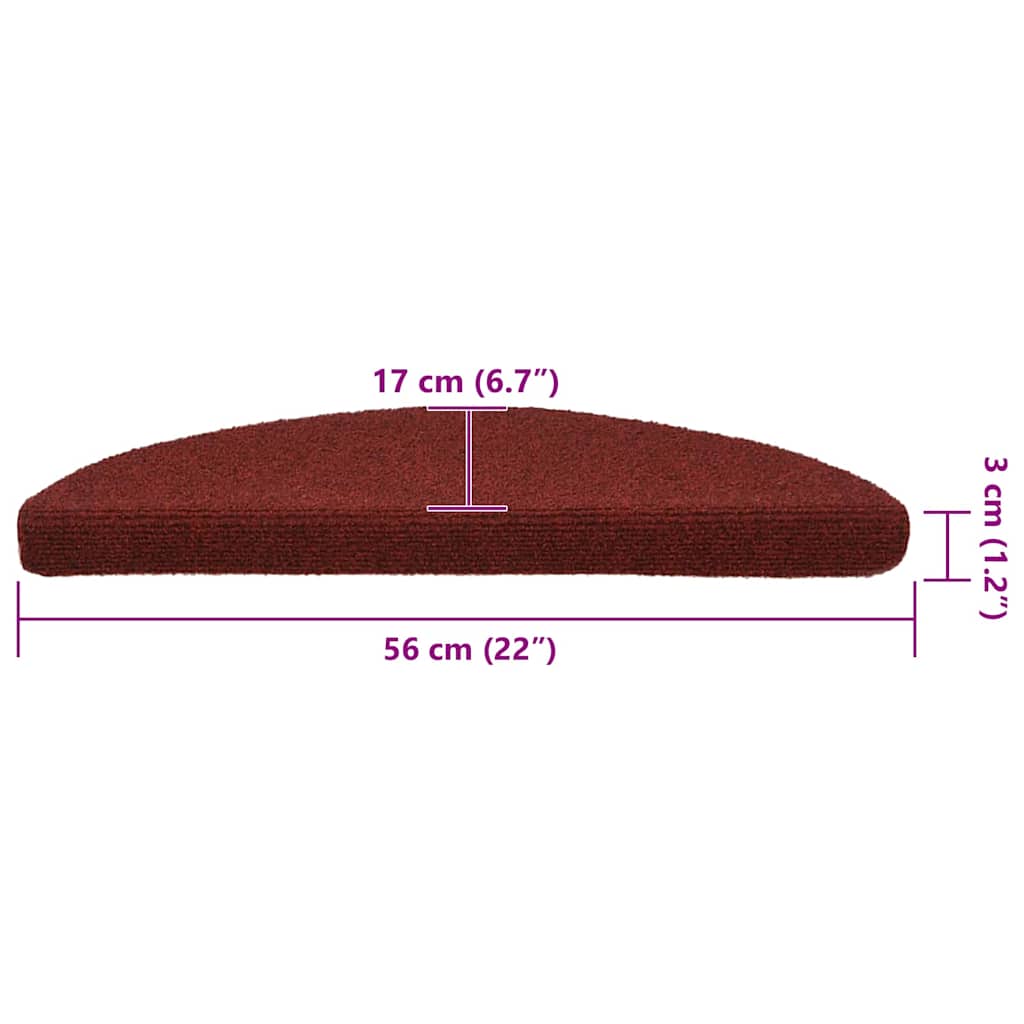 Trappematter selvklebende 30 stk 56x17x3 cm bordeauxrød halvrund