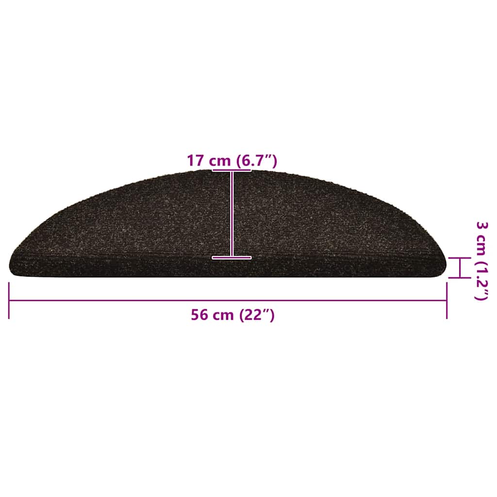Trappematter selvklebende 30 stk 56x17x3 cm mørkebrune halvrund