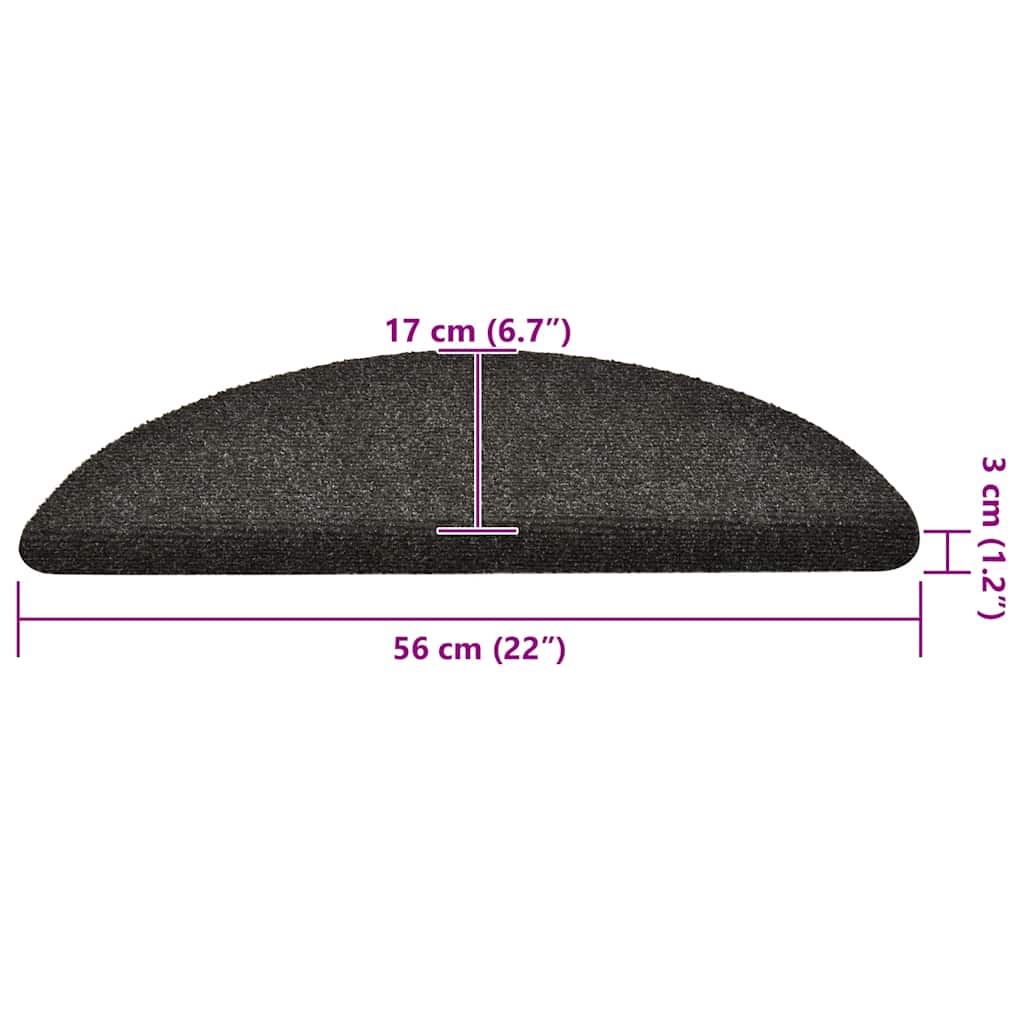 Trappematter selvklebende 30 stk 56x17x3 cm antrasitt halvrund