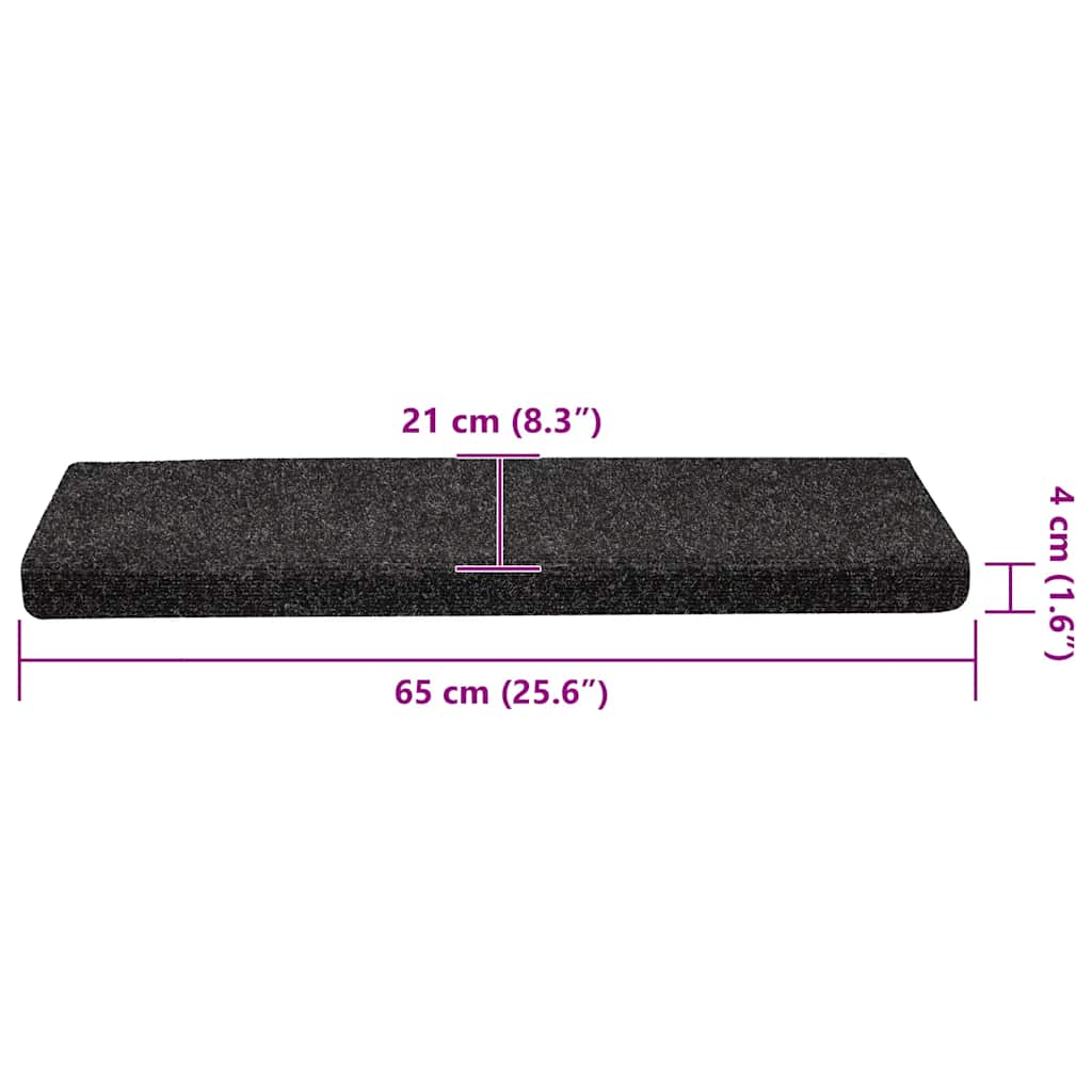 Trappematter selvklebende 30 stk 65x21x4 cm svart rektangulær kant