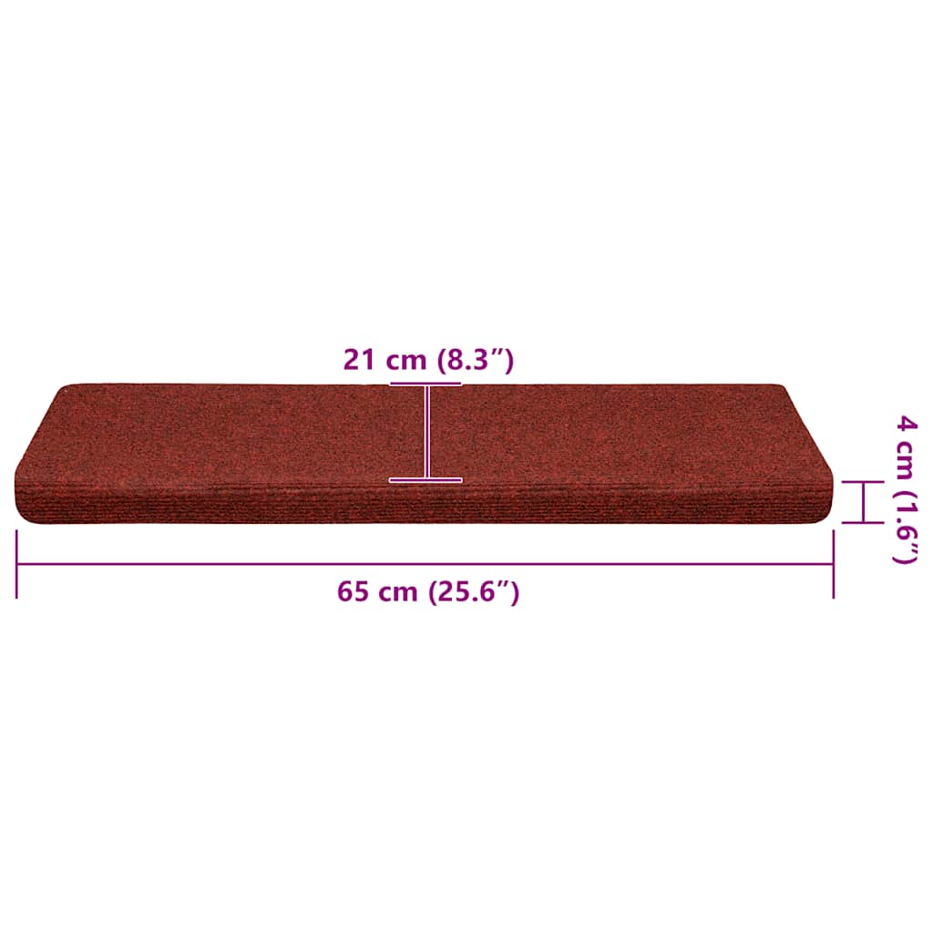 Trappematter selvklebende 30 stk 65x21x4 cm bordeauxrød rektangulær kant