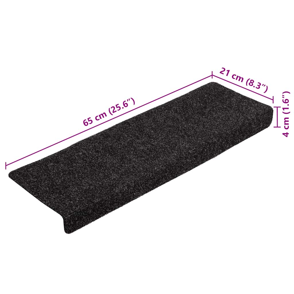Trappematter selvklebende 20 stk 65x21x4 cm svart rektangulær kant