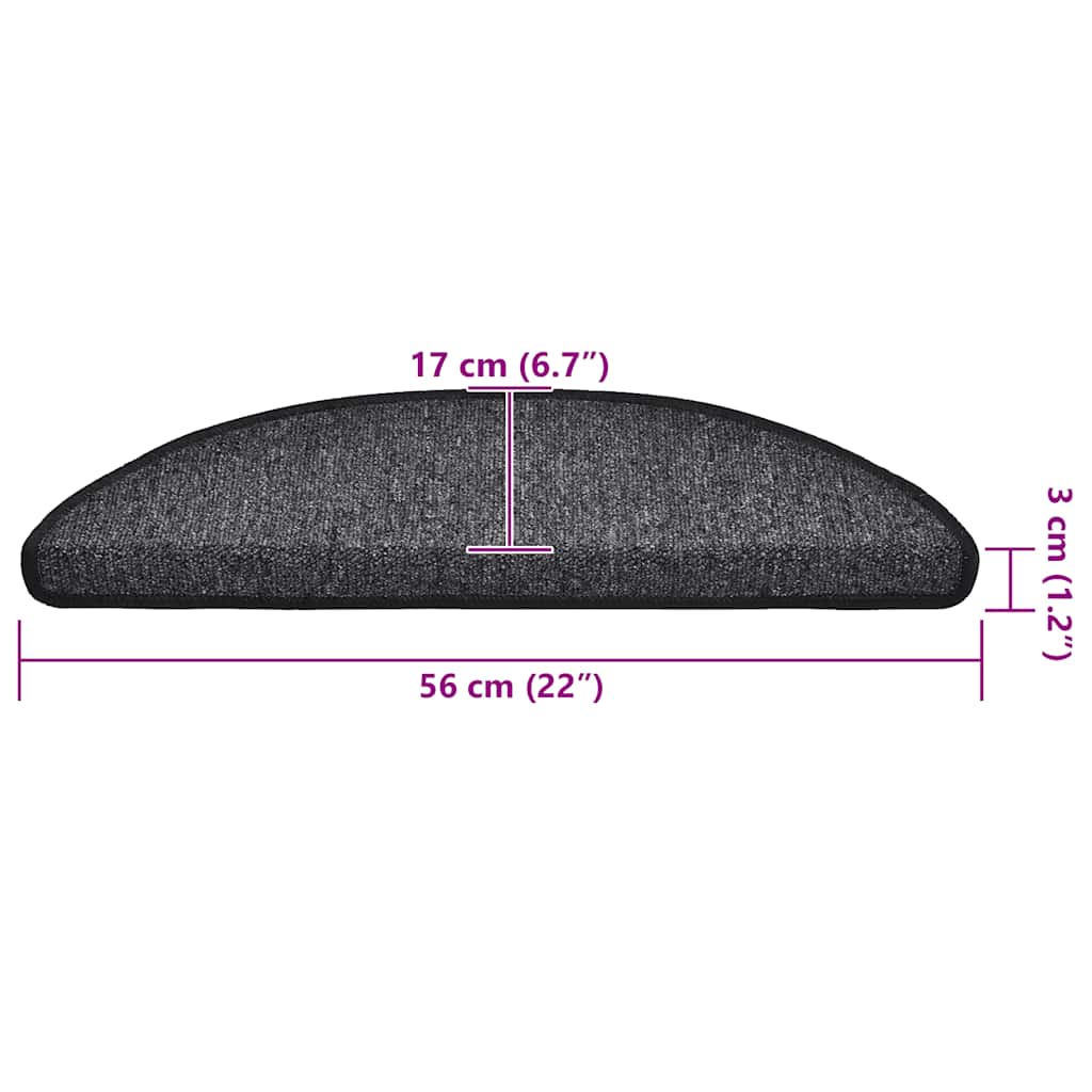 Trappematter 30 stk 56x17x3 cm antrasitt halvrund