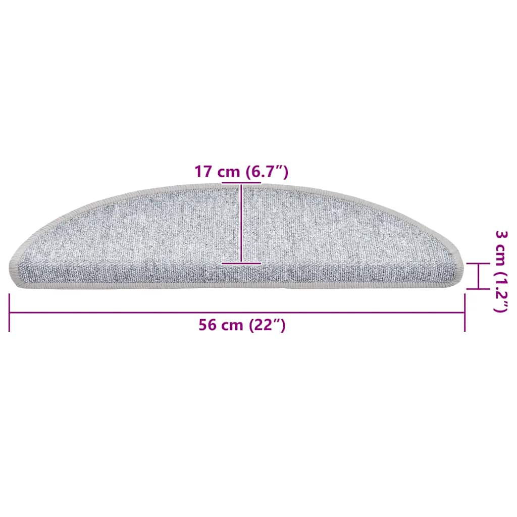 Trappematter 30 stk 56x17x3 cm lysegrå halvrund