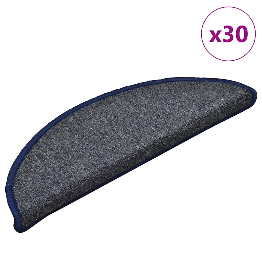Trappematter 30 stk 56x17x3 cm mørkegrå og blå halvrund