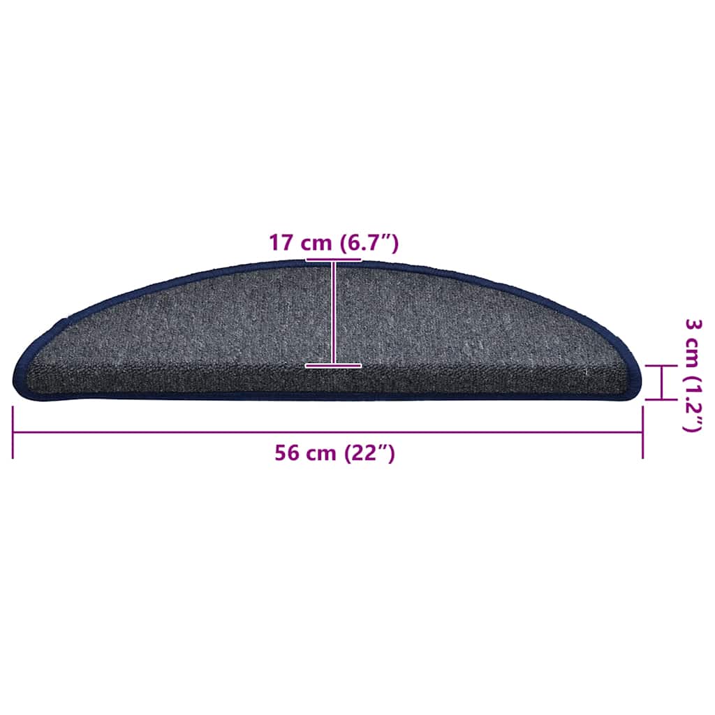 Trappematter 30 stk 56x17x3 cm mørkegrå og blå halvrund