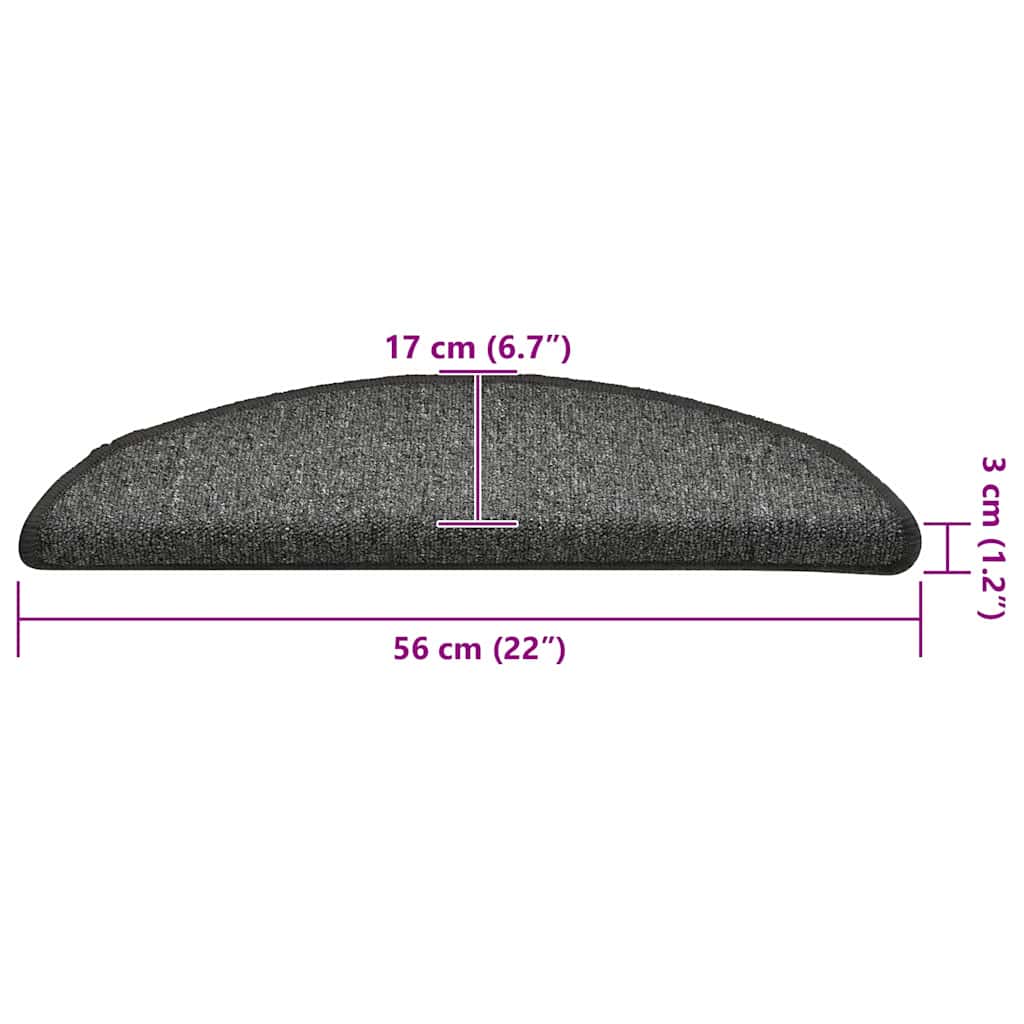 Trappematter 30 stk 56x17x3 cm mørkegrå halvrund