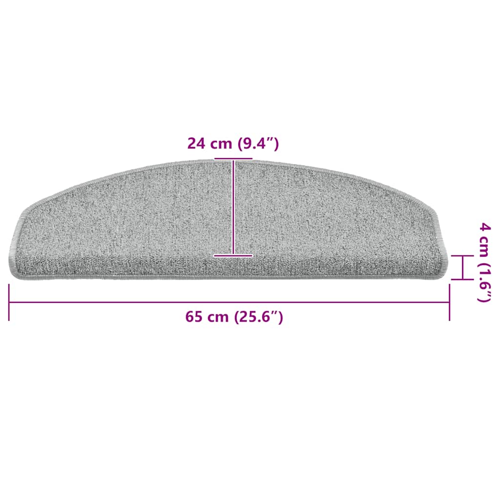 Trappematter 30 stk 65x24x4 cm lysegrå halvrund store