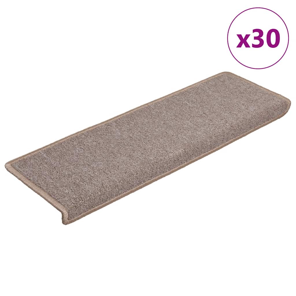 Trappematter 30 stk 65x21x4 cm lysebrune rektangulære kanter vidaXL