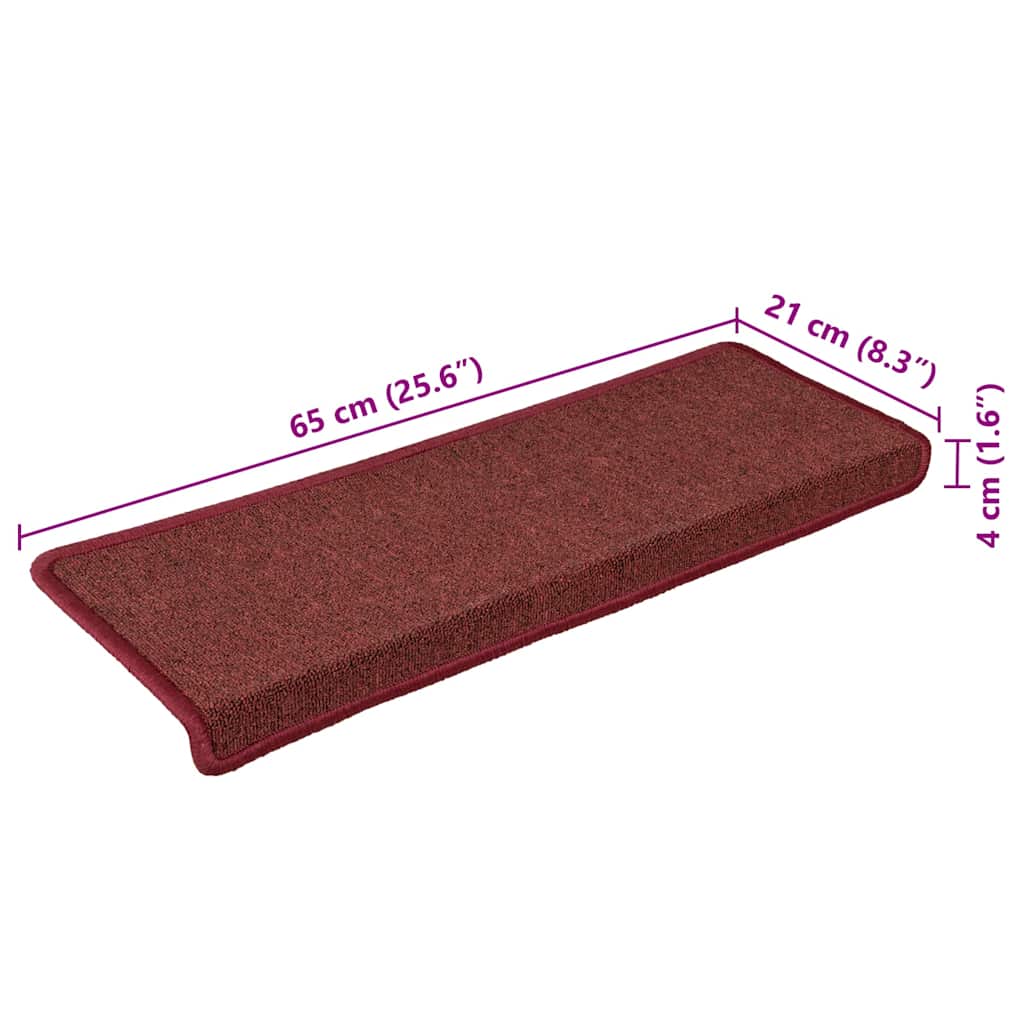 Trappematter 30 stk 65x21x4 cm bordeaux rektangulær kant