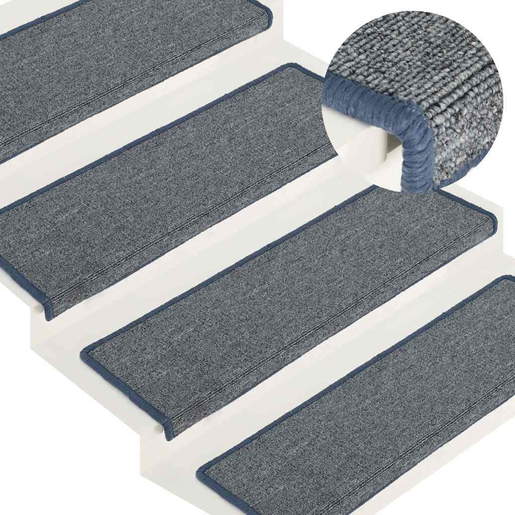 Trappematter 30 stk 65x21x4 cm lysegrå og blå rektangulær kant