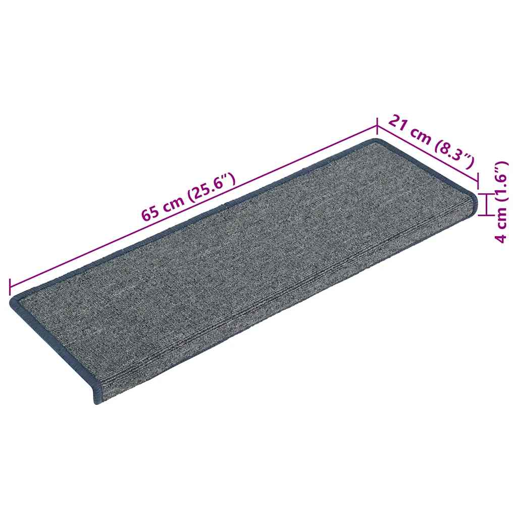 Trappematter 30 stk 65x21x4 cm lysegrå og blå rektangulær kant