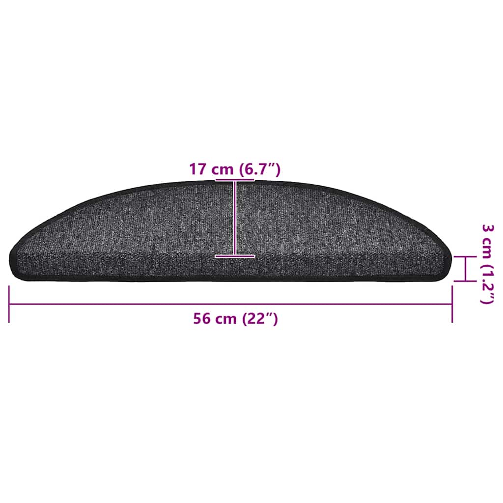 Trappematter 20 stk 56x17x3 cm antrasitt halvrund