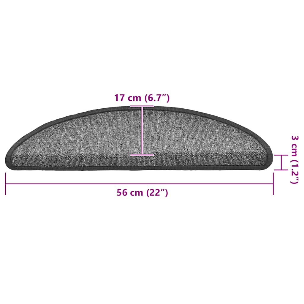 Trappematter 20 stk 56x17x3 cm mørkegrå halvrund