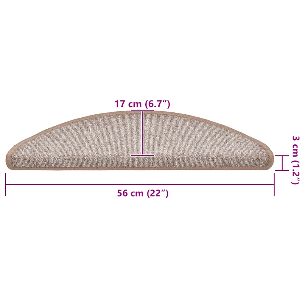 Trappematter 20 stk 56x17x3 cm lysebrune halvrund