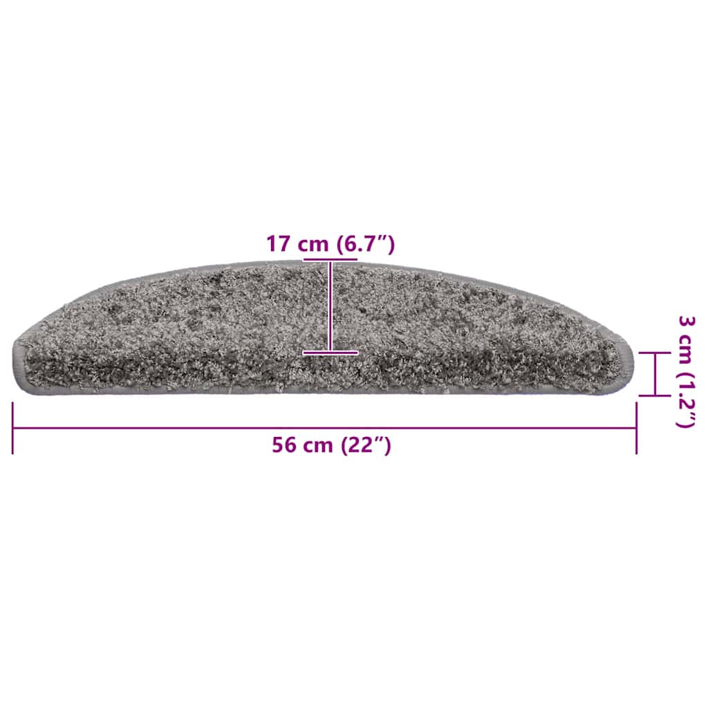 Trappematter 30 stk 56x17x3 cm grå halvrund