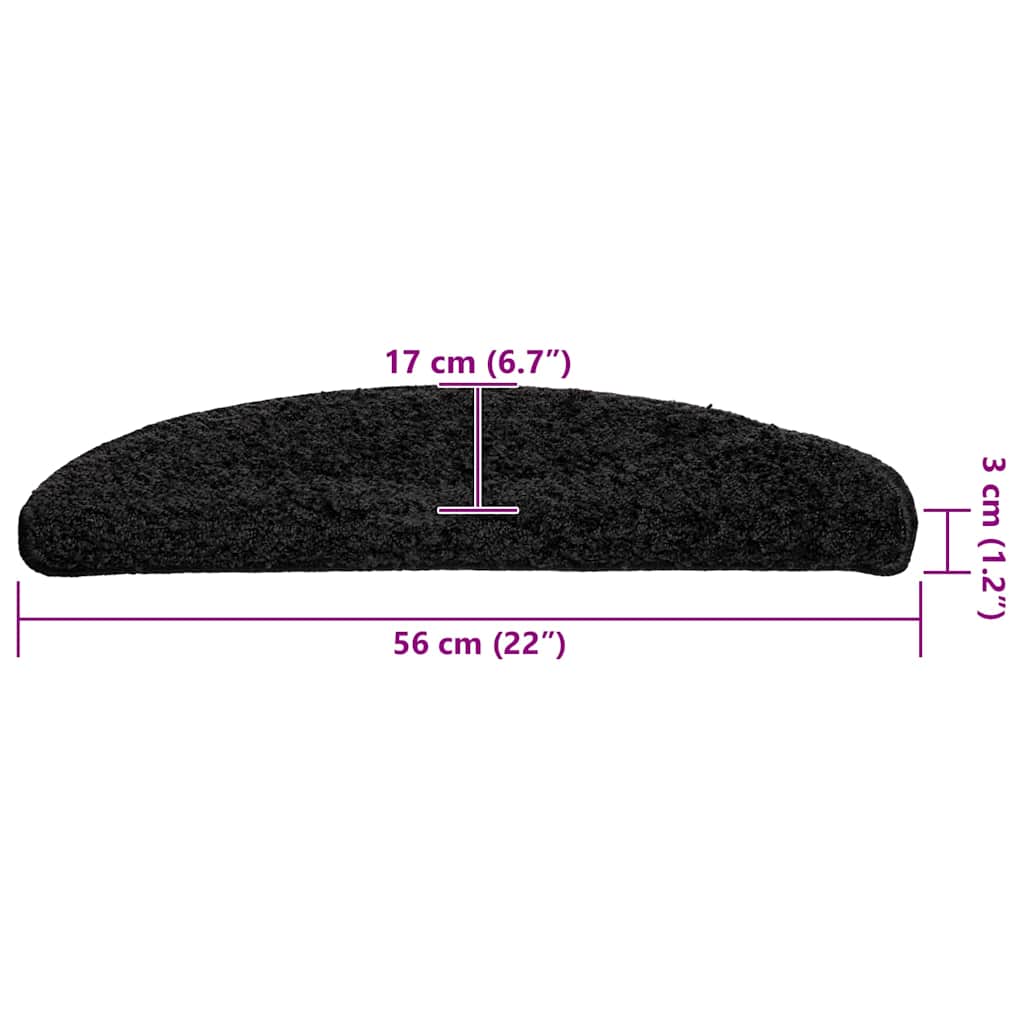 Trappematter 30 stk 56x17x3 cm svarte halvrund