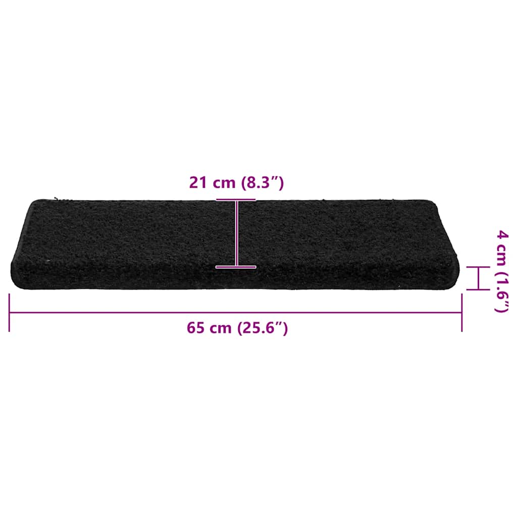 Trappematter 30 stk 65x21x4 cm svart rektangulær kant