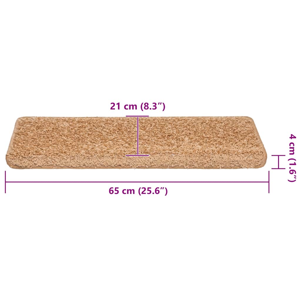 Trappematter 30 stk 65x21x4 cm beige rektangulær kant