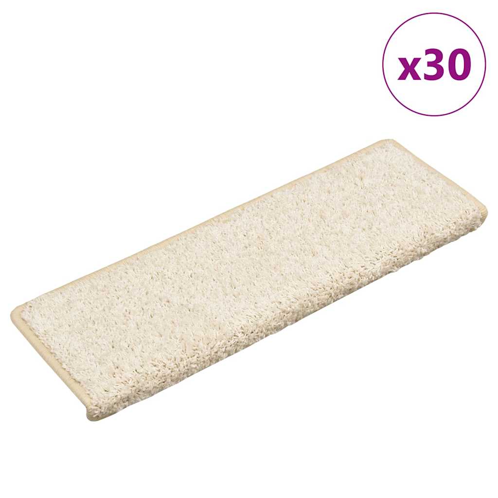 Trappematter 30 stk 65x21x4 cm hvite rektangulære kanter