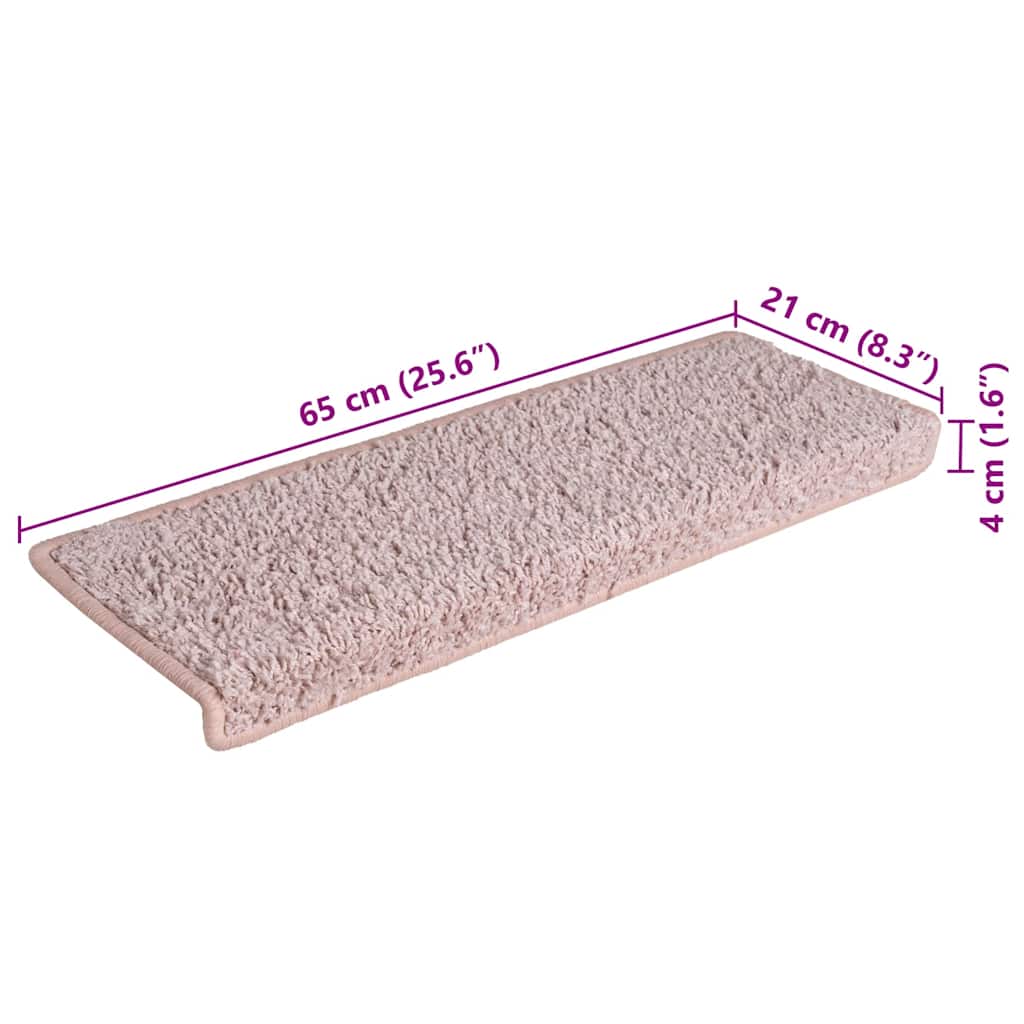 Trappematter 30 stk 65x21x4 cm hvite og rosa rektangulære kanter