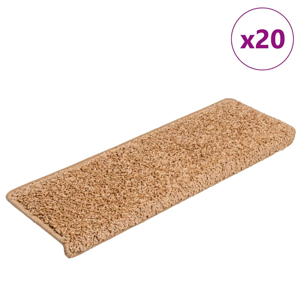 Trappematter 20 stk 65x21x4 cm beige rektangulær kant