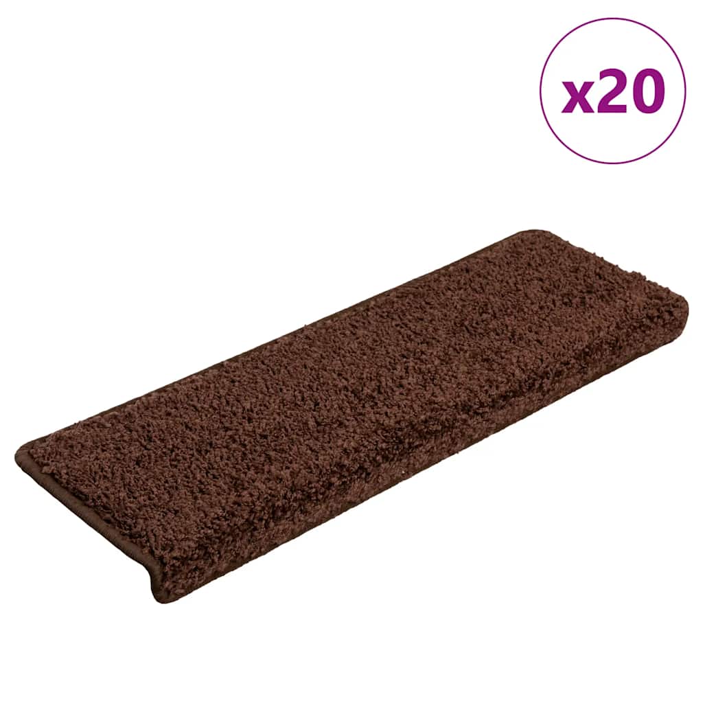 Trappematter 20 stk 65x21x4 cm brun rektangulær kant