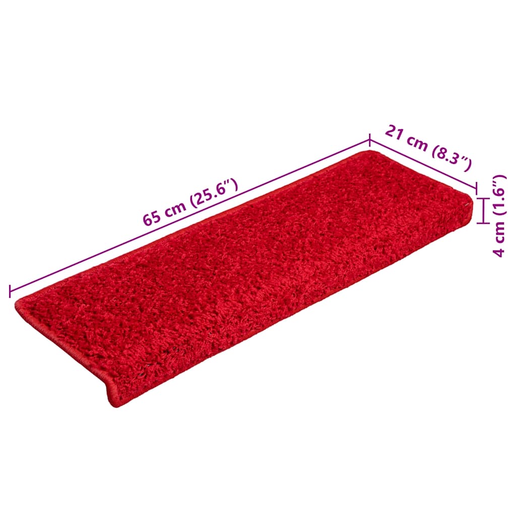 Trappematter 20 stk 65x21x4 cm rød rektangulær kant vidaXL