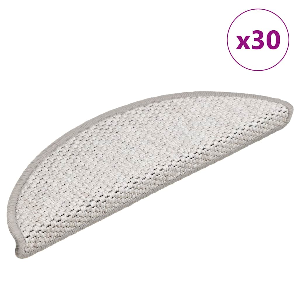 Selvklebende trappematter sisal 30 stk 56x17x3 cm platina