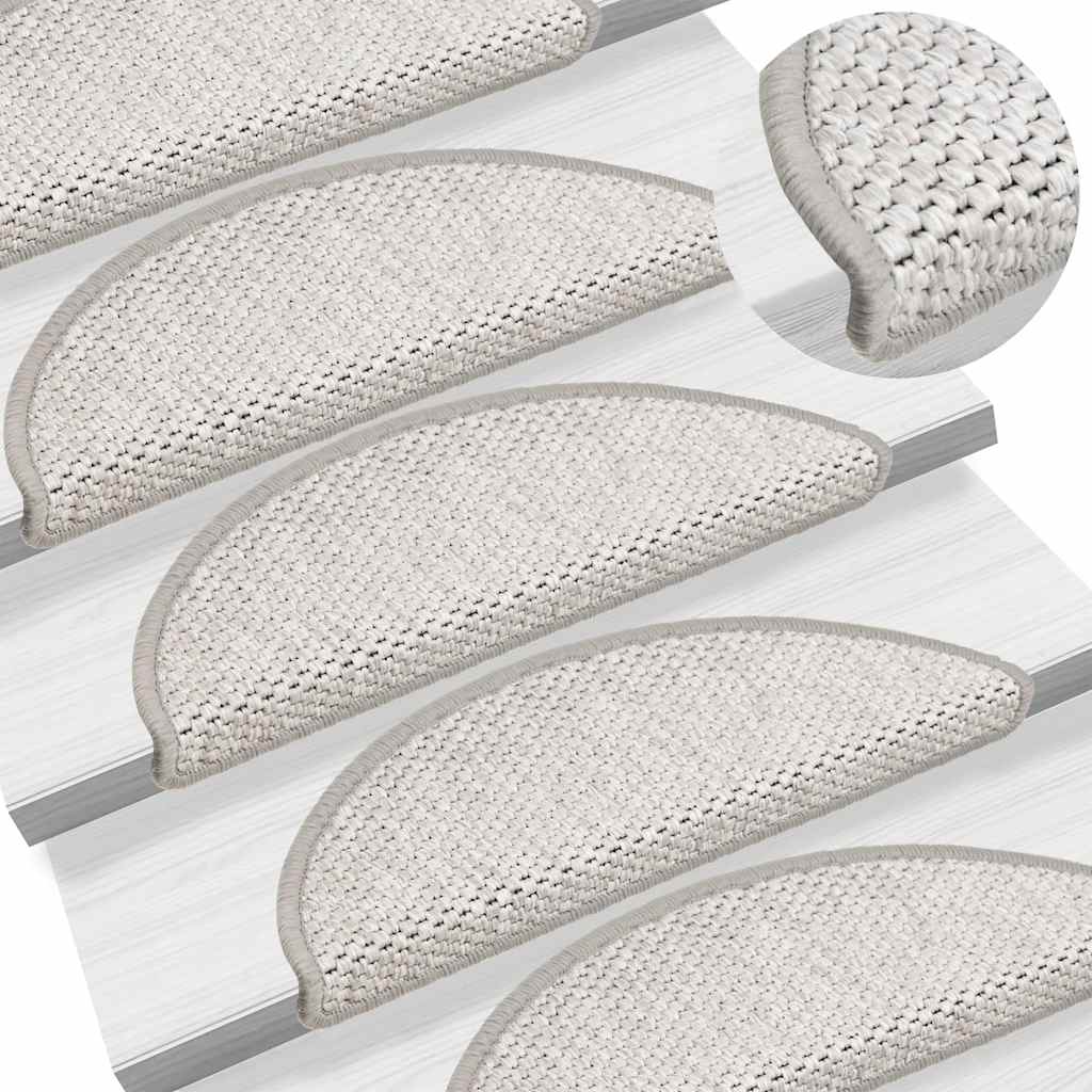 Selvklebende trappematter sisal 30 stk 56x17x3 cm platina
