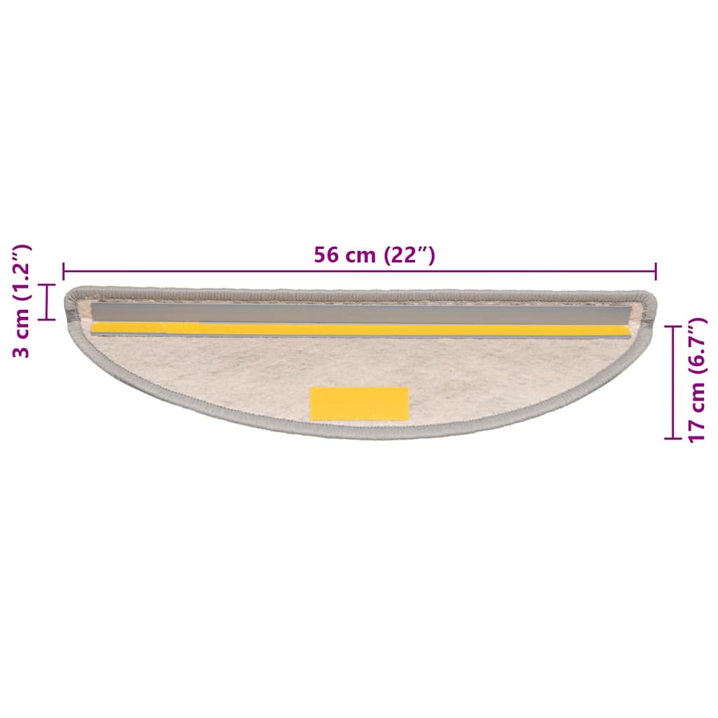 Selvklebende trappematter sisal 30 stk 56x17x3 cm platina