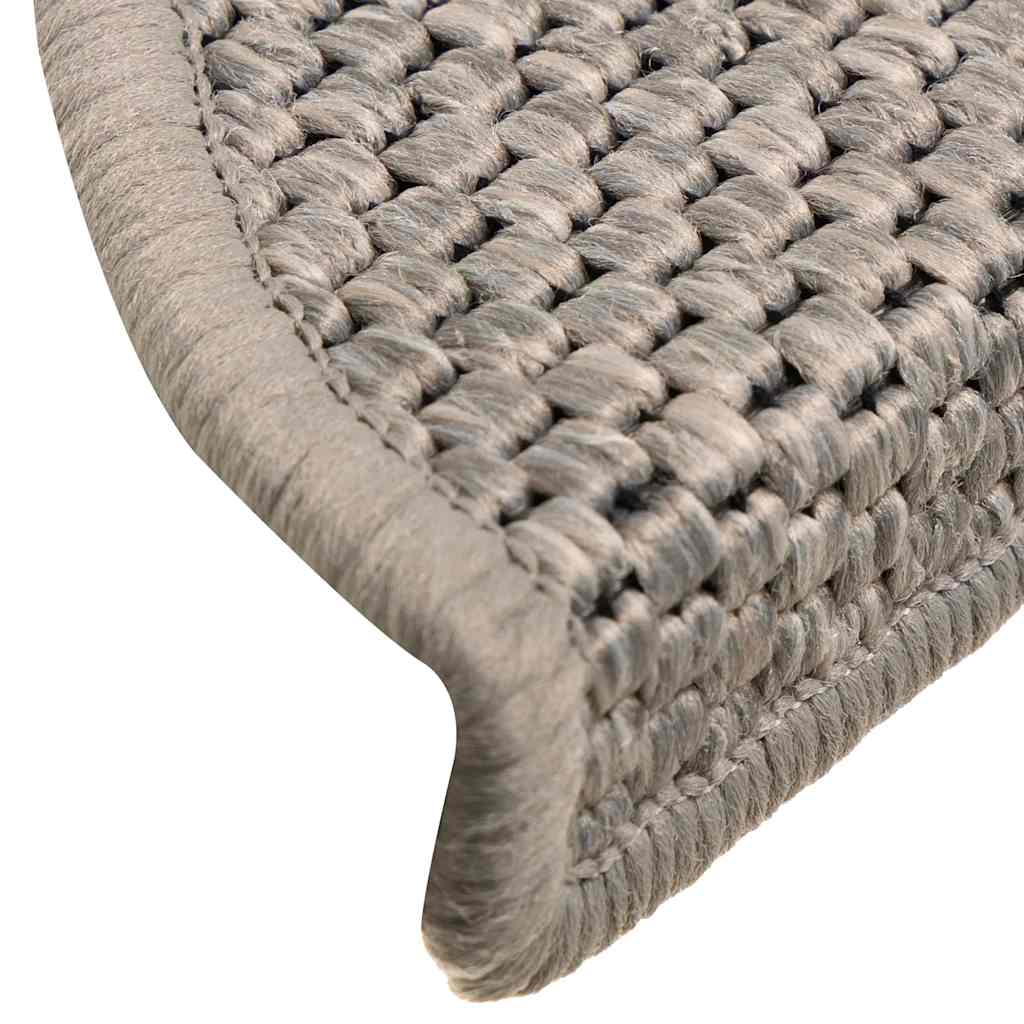 Selvklebende trappematter sisal 30 stk 56x17x3 cm sølv