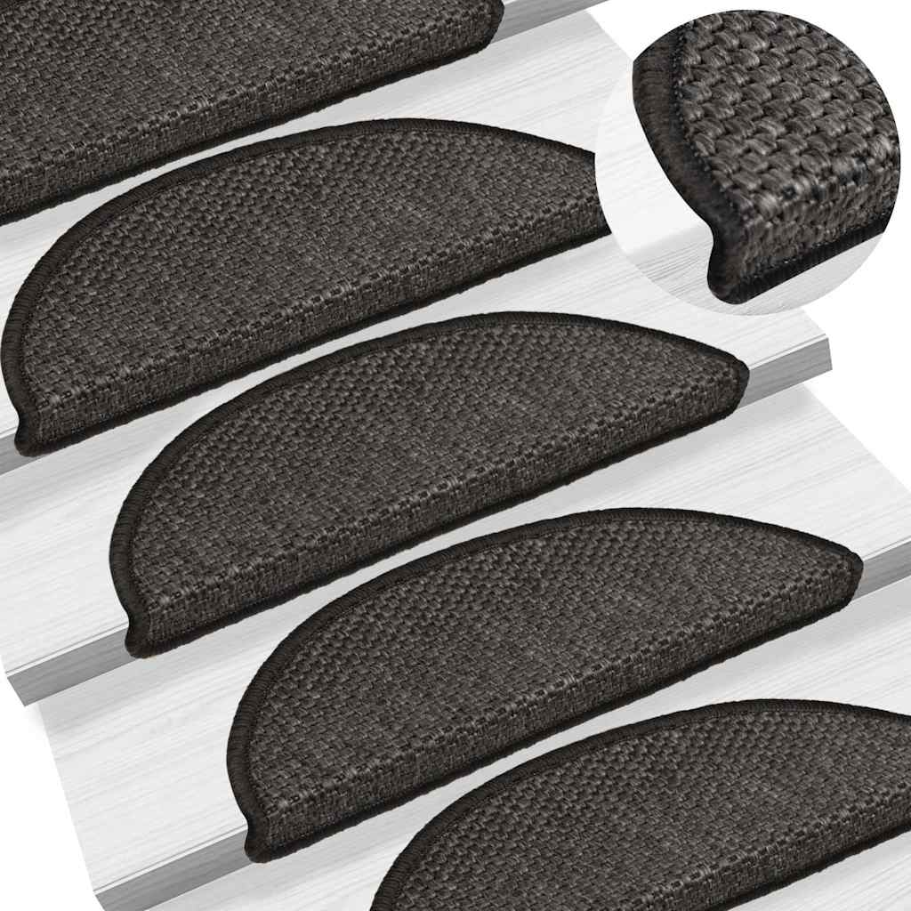Selvklebende trappematter sisal 30 stk 56x17x3 cm antrasitt